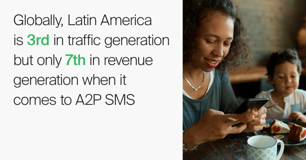 Latin America is 3rd in traffic generation but only 7th in revenue generation when it comes to A2P SMS MNOs latam market opportunities