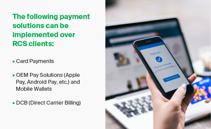 Payment solutions that can be implemented over RCS clients